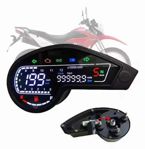 Motorcycle Speedometer LED Odometer Tachometer with Fuel Gauge Turn Signal High Beam Lamp for Honda 