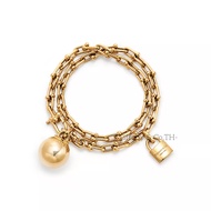 Tiffany &amp; Co. Tiffany 18k สร้อยข้อมือขนาดเล็กสีเหลือง/กุหลาบ/ทองคำขาวสร้อยข้อมือออกแบบแบรนด์หรู