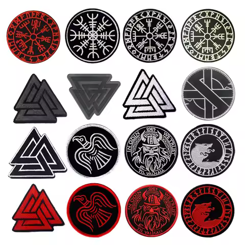 Viking Patch Embroidered Patches on Clothes Runes Badges Patches for Clothing DIY Tactical Patches P