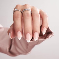 BTArtbox Press On Nails Short - Almond French Tip Press On Nails with Glue for Women, Soft Gel Glue 