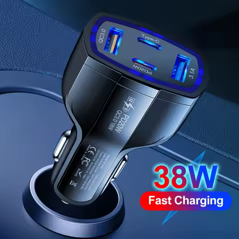38W Car Power Adapter PD20W Car Charger 4 in 1 Car Quick Charger QC3.0 18W 2USB+2PD USB Tyoe C For i