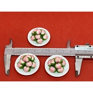 Handmade Miniature Longevity Bun, 寿桃包 , Shoutao Bao, A stack of 10 pcs of buns on plate, 1 plate, cl