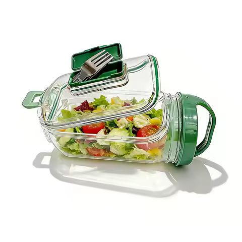 Salad Pod Mason Jar Side Opening Leakproof Vertical Layer On the Go Salad Jar, Salad Container with 