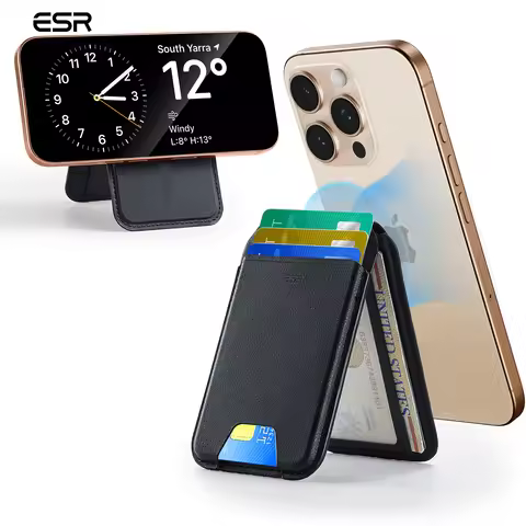 ESR for Aura MagSafe Wallet Vegan Leather 5 Card-Holder Adjustable MagSafe Wallet for women for iPho