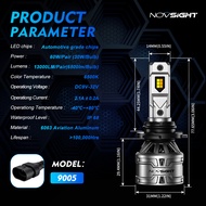 Novsight N61T LED ไฟหน้ารถ 9005 9006 9012 H4 H7 H11 LED ไฟหน้าหลอดไฟ Hi/Lo/หมอก 6500 K/4300 K/3000 K