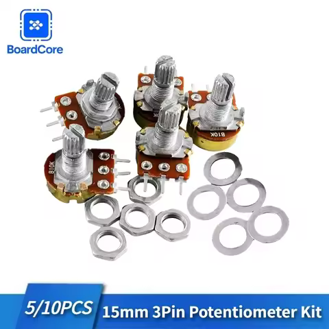 5/10PCS WH148 Potentiometer 15mm Shaft 3Pin B1K B5K B10K B20K B50K B100K B500K Linear Audio Volume C