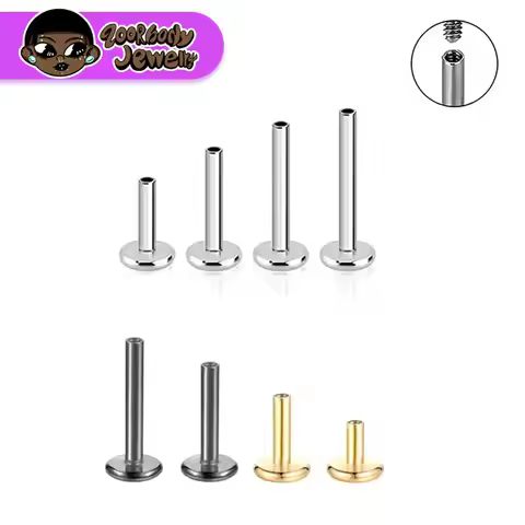 10PCS G23 Titanium Labret 14G 16G 18G Rod Internal Thread Plug Septum Ear Lips Nose Piercing Tragus 