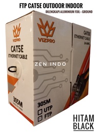 Kabel Lan Outdoor FTP Cat5e FTP Cat 5e Vizpro 305 Meter 305M Hitam