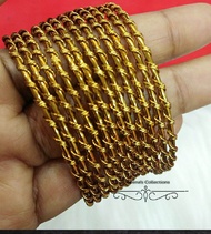 HC  Antique Gold Tone Brass Plated Bangles (Set of 12)