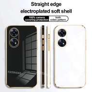 Oppo Reno8 T 4G Luxury Straight Edge Electroplating TPU Soft Back Cover For Oppo Reno8T Reno8 T Reno 8 T 8T 4G 5G CPH2481 Phone Case Lens Protection Casing