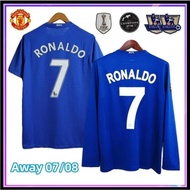 Retro Manchester United 2008 Away Jersey Ronaldo 07/08 Long Sleeve Short Sleeve Soccer Uniform