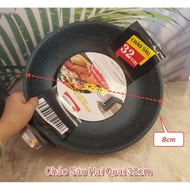 CHẢO SÂU 2 QUAI INOX 304 BA LỚP VÂN ĐÁ ĐÁY TỪ TICOOK SIZE TỪ 20cm TỚI 32cm