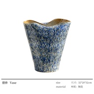 Rzone Advanced Wabi Sabi Ceramic Flower Vase Middle Age Japanese Style Living Room Decorative Items