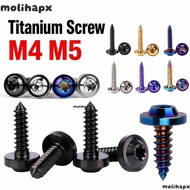 MOLIH Self Tapping Screw, Torx Drive GR5 Torx Umbrella Screw, Lightweight Titanium M4 M5 Titanium Fa
