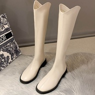 【Fashion Living】🌈🔥รองเท้าบูทสูง รองเท้าบู๊ตหญิงรองเท้าสีดําสูงการเดินทางไปทํางานโรงเรียน รองเท้าแฟชั