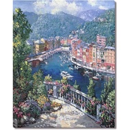 Italian Town of Portofino Canvas Print Wall Art 16 X 20 Inch Stretched and Framed Artwork Decor Wall
