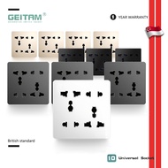 Universal 10-Outlet International Socket Panel (86-Type Concealed Installation) Compatible for UK/US