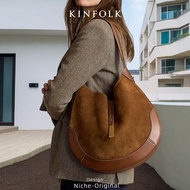 Women's armpit bag suede equestrian design dumpling bag handbag fashionable hot selling handbag cres