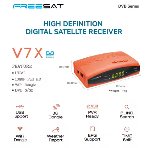 FREESAT V7X DVB-S/S2 Support B1SS P0werVu cam,Newcamd fun cam Satellite Receiver vs V7 S5X V7 PRO