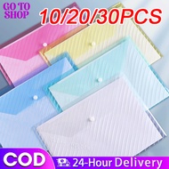 10/20/30PCS Transparent Envelope With Snap A4 Folder Pockets Document Bag File Bag