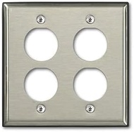 Leviton D6710-2S4 4 Port Dual-Gang DuraPort Industrial Stainless-Steel Wallplate