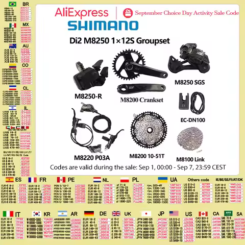 Shimano Deore XT Di2 M8250 1×12S Groupset With M8200 170mm Crankset M8220 P03A Brakes SGS Rear Derai