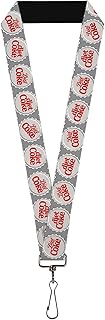 Buckle-Down The Coca-Cola Company Lanyard, Diet Coke Bottle Caps Grays White Red, Elastic