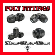 Poly Fitting Poly Pipe Connector Smart Coupler Elbow Tee End Cap 20mm 25mm 32mm
