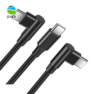 JIAER 90 Degrees Type C Cable, Nylon Braid 90 Degrees PD 60W Quick Charger Cord, Safety Quick Charge