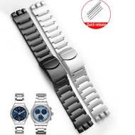 23mm Stainless Steel Watchband Solid Silver Black For Swatch Men Irony Big Size Watch Strap Folding 
