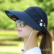 YQSun Hat Sun Hat Women's Foldable Sun Protection Big Brim Summer Hat Cycling Air Top Versatile Spring and Summer Uv Pro