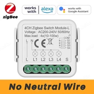 【HOT SALE】 Tuya Zigbee Smart Mini Switch Module Relay No Neutral Wire 2 Way Control 1 2 3 4 Gang wor