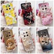 For Honor X9C 5G / Honor X9C Smart Elegant Floral Cat Phone Casing HonorX9c X 9C Smart 5G Soft Silic