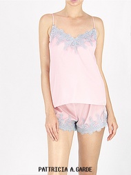 PATTRICIA A.GARDE Lace Trim Satin Pyjama Top สายเดี่ยวซาตินแต่งลูกไม้