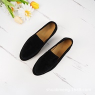 Loafers Women's Shallow Mouth Women's Shoes LP Lazy Shoes Cashmere Mules Round Toe Women's Shoes
