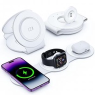 旅行用便攜式折疊3合1蘋果充電器無線充電器18W IPhone 15 14 13 Pro Max Plus＆Apple Watch系列/AirPods