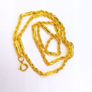 Alluvial Gold Jewelry 24K sand Gold Color Brass Men's Jewelry Twist Necklace for man woman