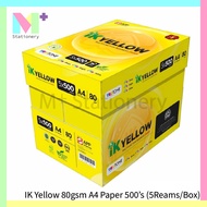 IK Yellow A4 Copier Paper 80gsm 500's (5reams / 1 Carton Box ) / 80gsm A4 Paper / Kertas A4