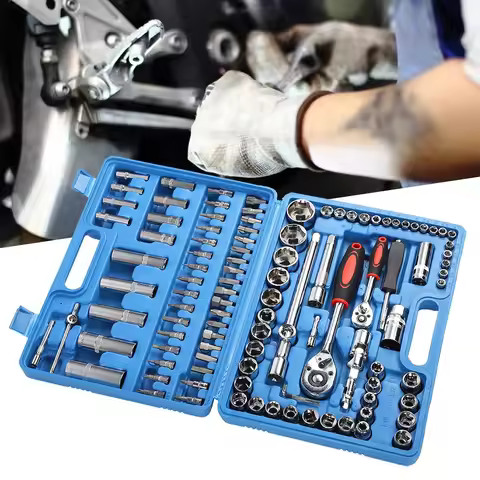 108Pcs Ratchet Wrench Set 1/4in 1/2in CR40 Steel Socket Set Tool Case Box Hand Tool Kits