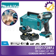 Makita DTD172RFJ, 18V 3.0AH 1/4" Hex Cordless Impact Driver, Comes with 2pcs Batteries and 1pc Charger 180Nm
