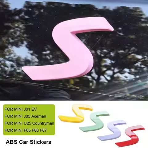 3D ABS S Emblem Letters Car Trunk Badge Decal Stickers For Mini Countryman U25 F65 F66 F67 Cooper S 
