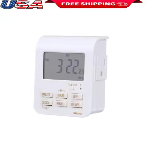 7-Day Digital Plug-In Timer with 2 Grounded Outlets Programmable Energy Saving Appliances Lights Aut