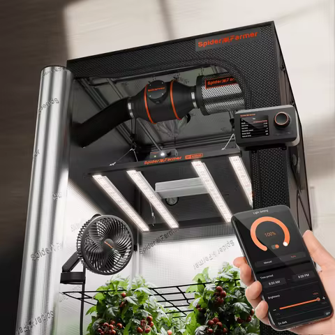 2026 Spider Farmer 0.9x0.9x1.8m Smart Complete Grow Tent Kit+G3000 300W LED Grow Light+6” Clip Fan+G