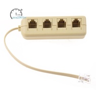 RJ11 6P4C To 6P4C 4 Way Telephone Line Modular Splitter Adapter Beige