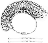 JAZORR Ring Sizer Measuring Tool Kit, 27 PCS Premium Ring Measurement Tool, US Ring Size 0-13 with Half Size, 2 PCS White Finger Ring Sizing Measure Gauge with 1-17 USA Rings Size