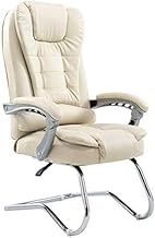 Executive Chair Computer Chair, High Back PU Leather Gaming Desk Chair Bow Foot Reclining Ergonomic Office Chair Thick Cushion Computer Desk Chair LEOWE (Color : Creamy-white)