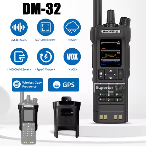 Baofeng DM-32 DMR Digital Walkie Talkie With Belt Clip Hoster GPS APRS Dual Mode Analog Dual Time Sl