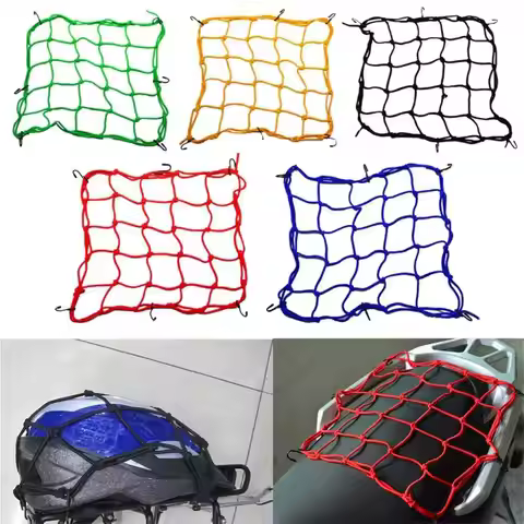 Universal Elastic Motorcycle Bungee Net, Cargo Trailer Tie Down Net for Helmet Luggage Storage, ATV 