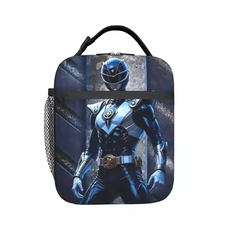 Power Rangers - Blue Ranger Insulated Lunch Bag Portable Reusable Cooler Bag Lunch Box Tote Office T
