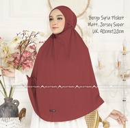 Jilbab Bergo Syiria Plisket Safira Jumbo Hijab Syari Dewasa Non Pet Tali Jersey Premium Khimar Kerud